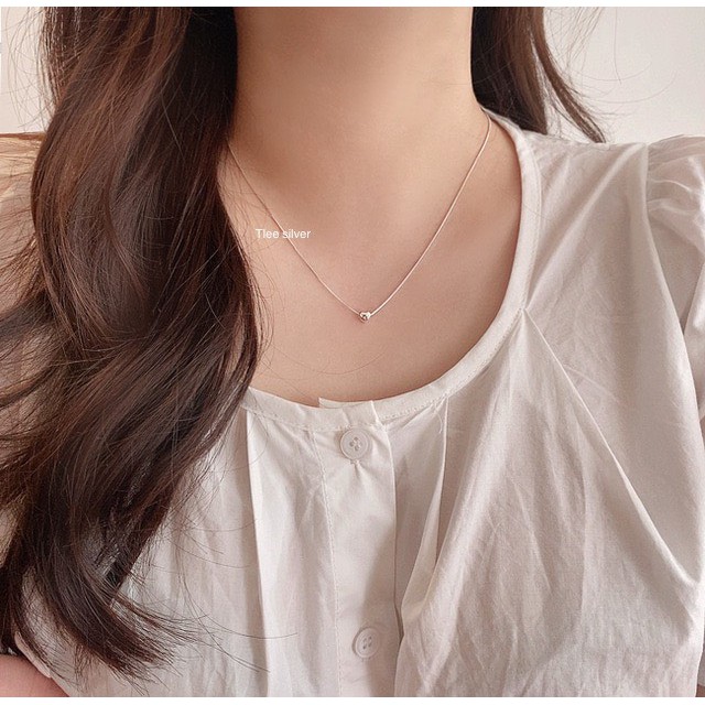 Dây chuyền bạc tlee, vòng cổ tim phồng mini s925 - TleeJewelry