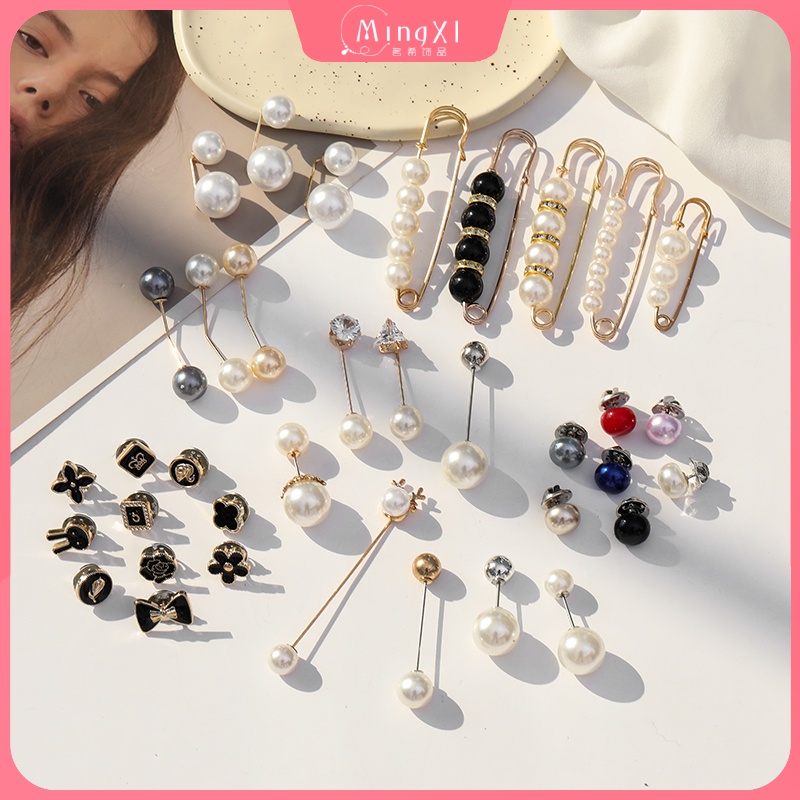 Quần thời trang Hàn Quốc Ghim thắt lưng Ngọc trai Trang sức Trâm cài áo dễ thương cho phụ nữ