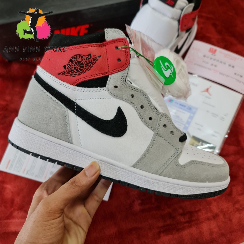 Giày Jordan 1 High Light Smoke Grey Xám Khói Cổ Cao Nam Nữ Cao Cấp