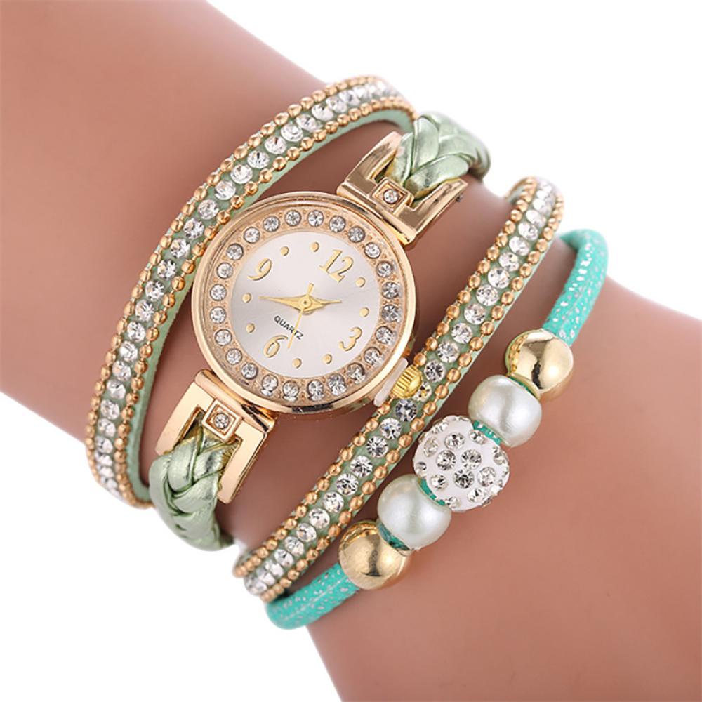 Đồng Hồ Quartz Đính Đá Dây Đeo Da A5Y6