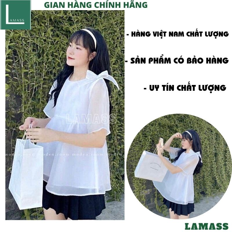 Áo babydoll nữ voan tơ 2 lớp kiểu dáng tiểu thư bánh bèo dễ thương -LAMASS