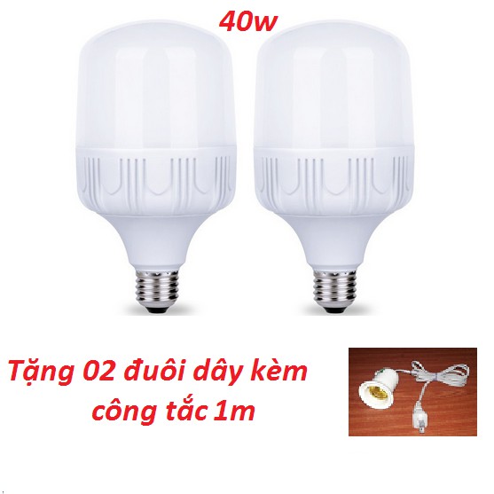 Bộ 2 Bóng Đèn LED TAT 40W E27 tặng 02 dây 1m