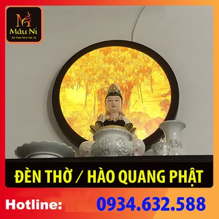 Đèn trang trí bàn thờ hoa sen Đèn Thờ Cúng - in tranh trúc chỉ 198, khung sắt, Đường kính 30cm