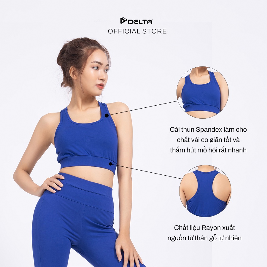 Áo bra thể thao nữ DELTA RBR002W chất liệu vải visco, thấm thoát mồ hôi nhanh, dành to tập yoga, gym hoặc chạy bộ