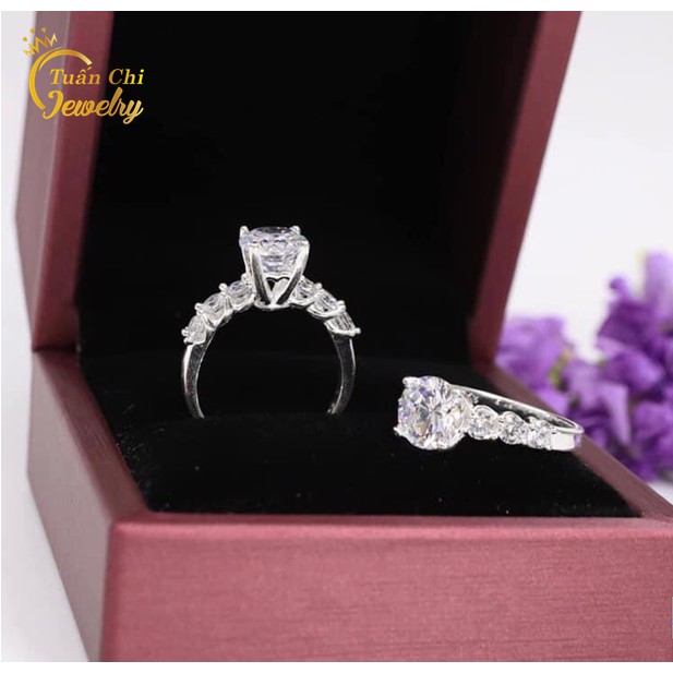 Nhẫn Bạc Nữ FREESHIP Nhẫn Nữ Cao Cấp Gắn Đá Chủ Sang Trọng, Kết Hợp Đá Viền Trẻ Trung