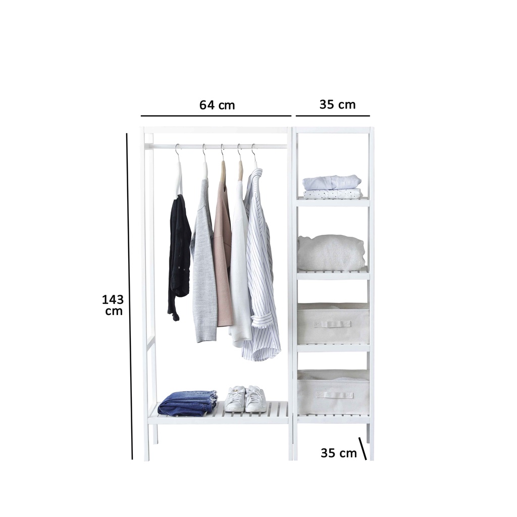 Combo tủ treo quần áo và kệ 5 tầng lắp ráp phong cách hàn quốc - MW FURNITURE - Nội thất căn hộ