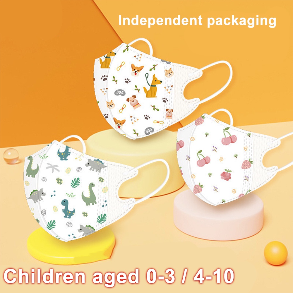【Ready Stock】 10 Chiếc Trẻ Em Khẩu Trang Trẻ Em Mặt Nạ Hoạt Hình Động Vật/Trái Cây In Hình Mặt Nạ 4Ply 3D Dùng Một Lần Bảo Vệ Mặt Nạ