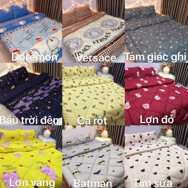 (Bộ 5 món) Cotton poly chăn phao. Inbox cho shop để chọn mẫu nhé