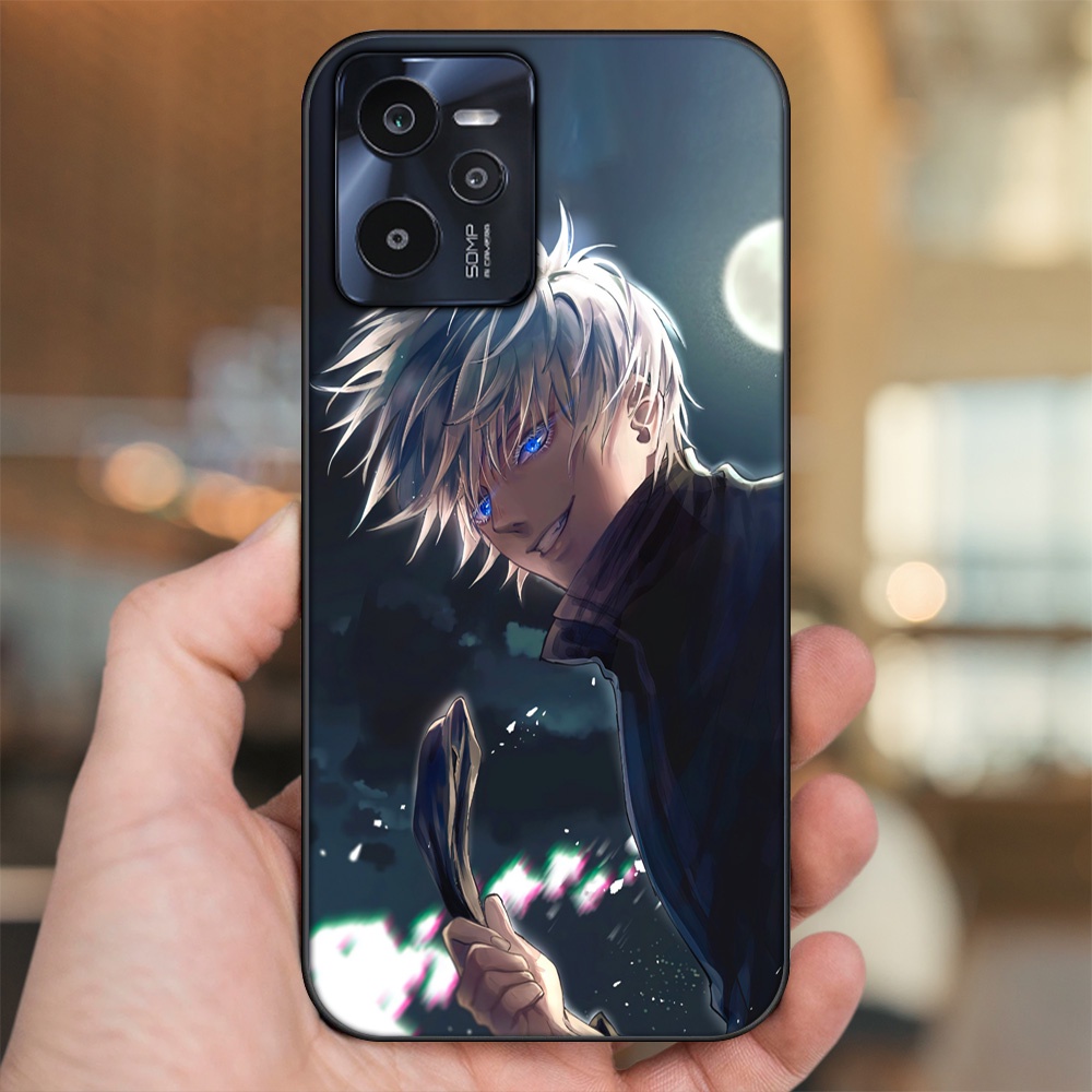 Ốp lưng Realme C35 viền đen in hình Satoru Jujutsu Kaisen