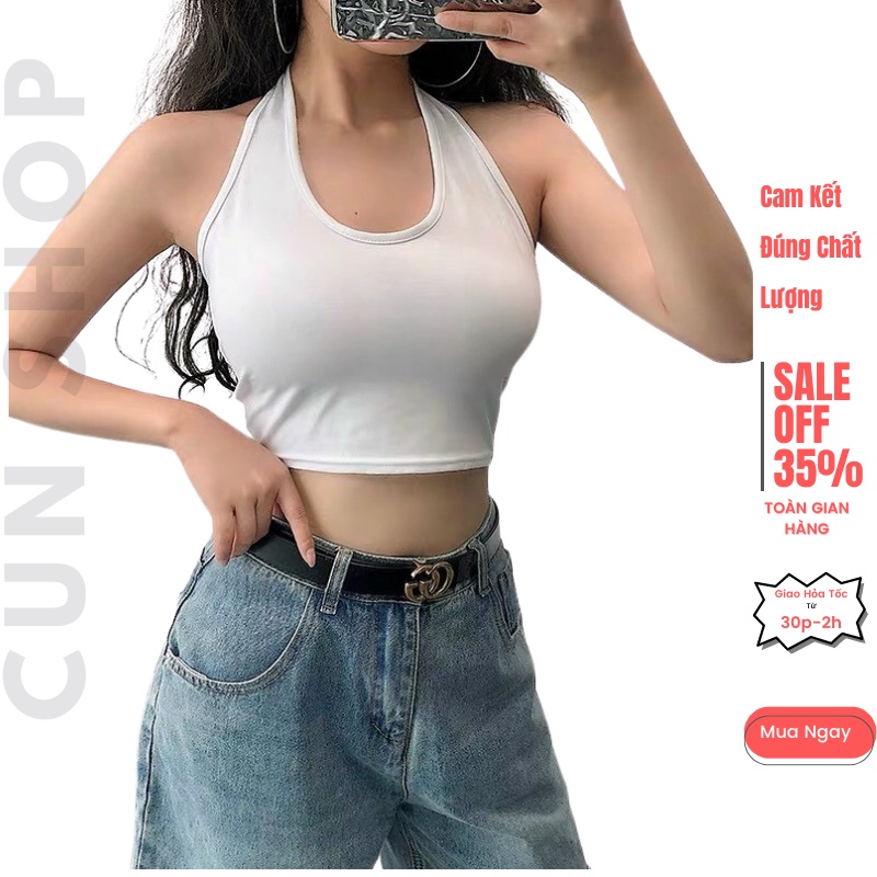 Áo Croptop Cổ Yếm Choàng Cổ Chất Borip From Dưới 52Kg Cực Xinh