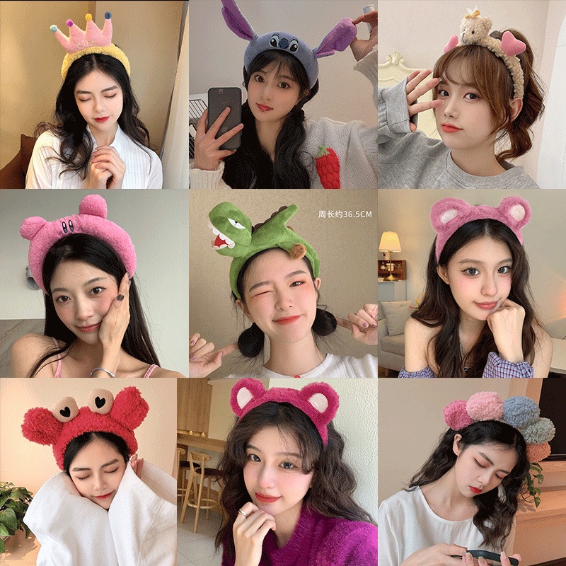 Băng Đô Cài Tóc Vải Nhung Hình Tai Gấu Dễ Thương