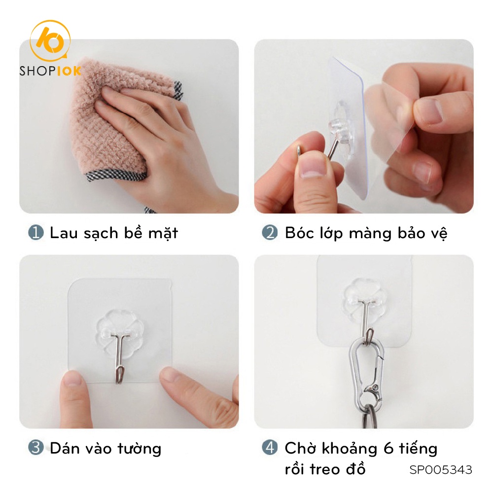 Móc dán tường treo quần áo trong suốt siêu dính tường chịu lực siêu chắc - SP005343