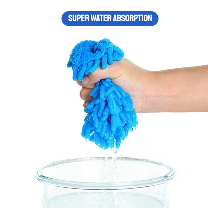 Găng Tay Rửa Xe Hơi / Xe Máy 2 Trong 1 Bằng Vải Microfiber Hai Mặt