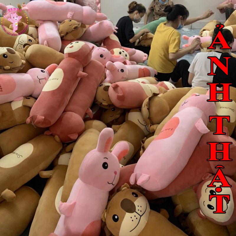 Gối Ôm Hình Thú Đủ Mặt Sư Tử, Khỉ, Ếch,Thỏ Hàng Cao Cấp Xuất Siêu Thị Giặt Máy Thoải Mái