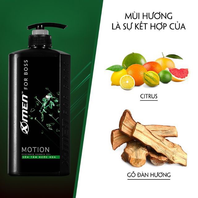 Combo Tắm + Dầu gội nước hoa X-men Boss Motion chai 650g