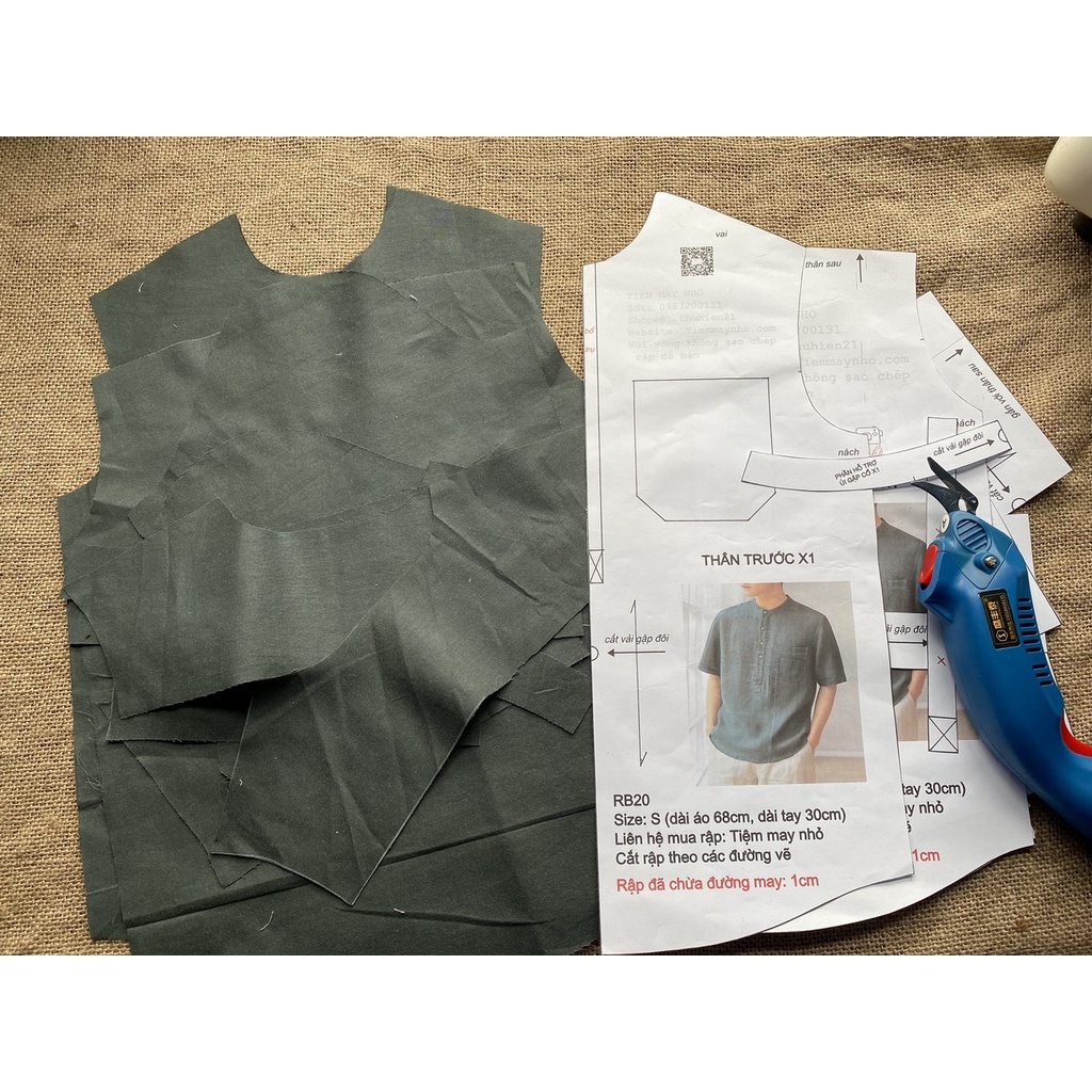 RB20_Rập giấy may áo nam bổ trụ