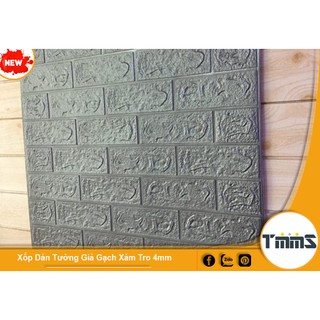[70 x 77cm x 4mm] Xốp Dán Tường 3D Giả Gạch Màu Xám Tro