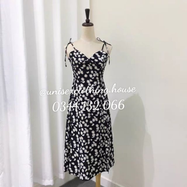 [ Hàng Thiết Kế ] Váy Đầm Hoa Cúc Họa Mi Nơ Vai Dáng Dài Xẻ Tà Xu Hướng Hè Thu 2020 (Kèm ảnh thật) | BigBuy360 - bigbuy360.vn