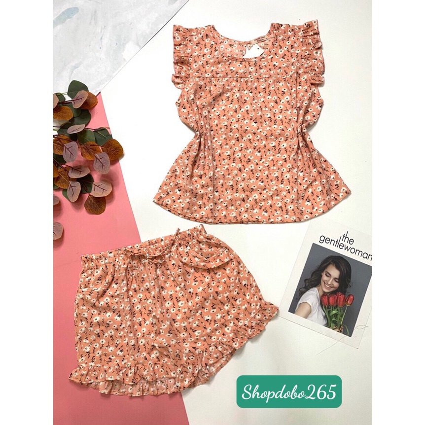 Đồ bộ nữ,đồ ngủ mặc nhà đùi vải lụa mango BN 23 hoa nhí dễ thương size 45-57kg.