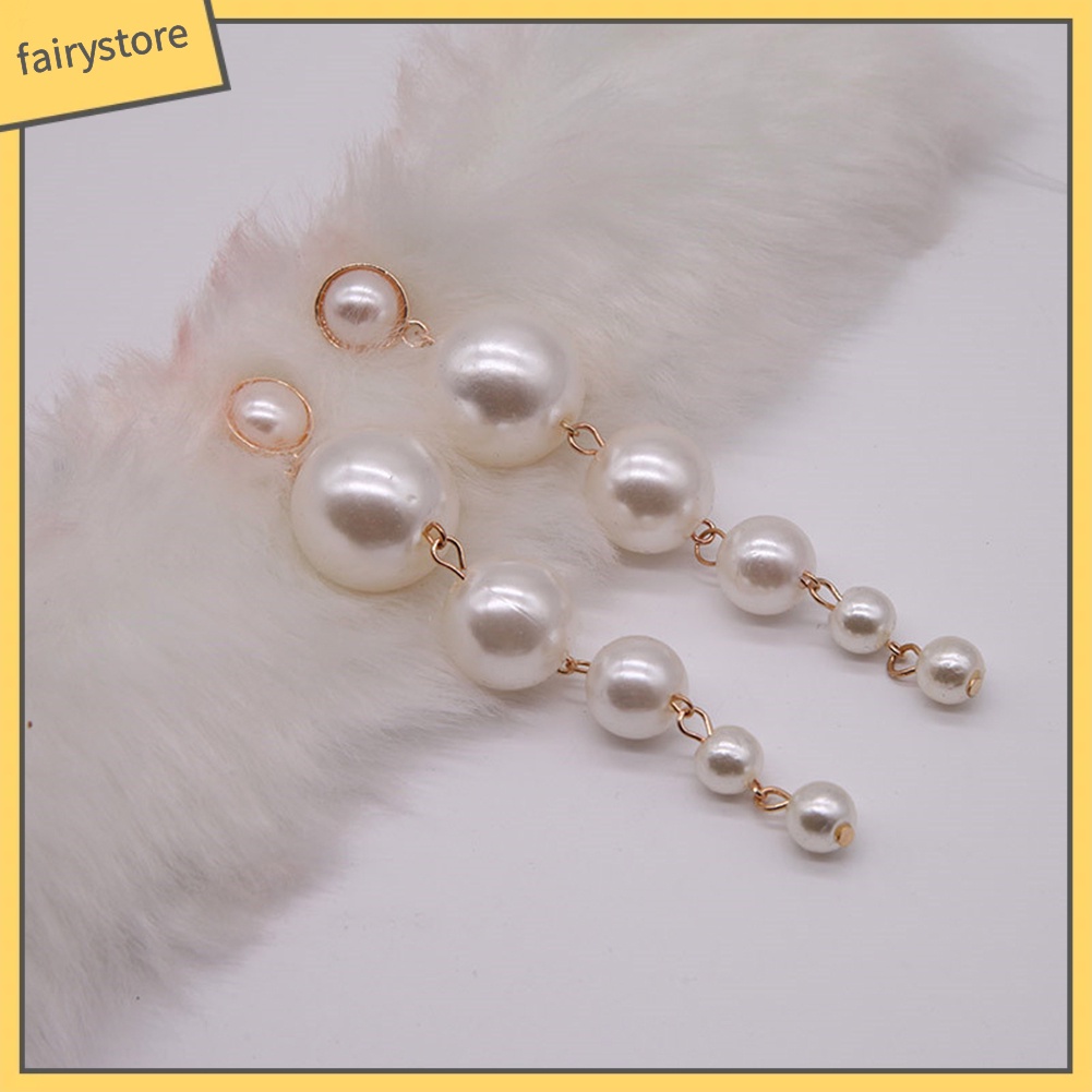 Hoa Tai Dáng Dài Đính Ngọc Trai Giả Xinh Xắn