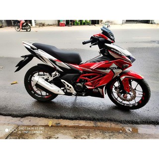 Tem trùm xe Winner X đỏ bạc, độ thiết kế team dán phủ decal xe máy giá rẻ đẹp