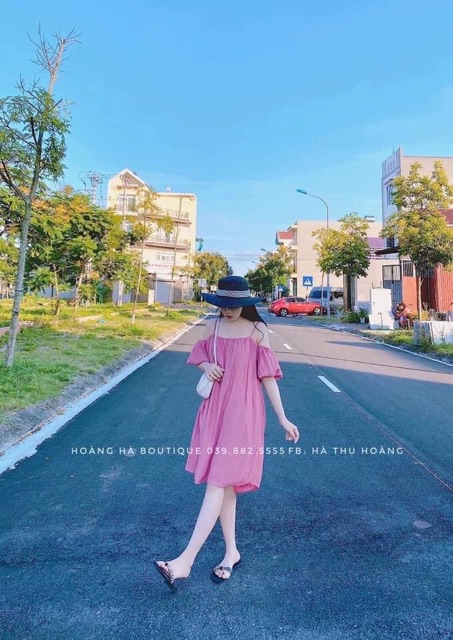 Đầm_trễ_vai-VÁY ĐŨI TRỄ VAI 2 ĐÂY TRƠN-kèm ảnh thật | BigBuy360 - bigbuy360.vn