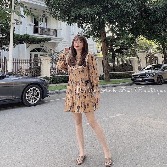 🎀HÀNG LOẠI 1🎀 Đầm Hoa Nhí Viền Ren Đuôi Cá Tiểu Thư Siêu Xinh, Váy Suông Dự Tiệc Chất Nhung Tăm Cao Cấp