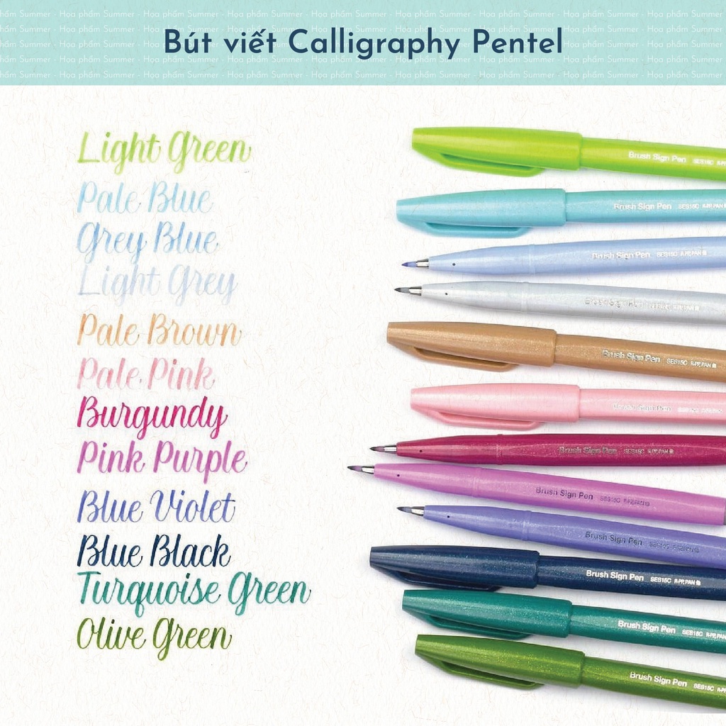 [Mã LIFEBOOK2 giảm 10% đơn 0Đ] Bút viết thư pháp Pentel brush sign pen Calligraphy hàng chính hãng