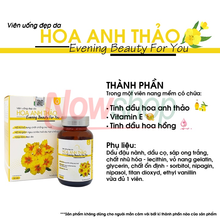 Viên Uống Hoa Anh Thảo Evening Beauty For You Chính Hãng Giúp Trắng Da Mờ Nám Chống Lão Hoá Và Điều Hoà Nội Tiết Tố Nữ