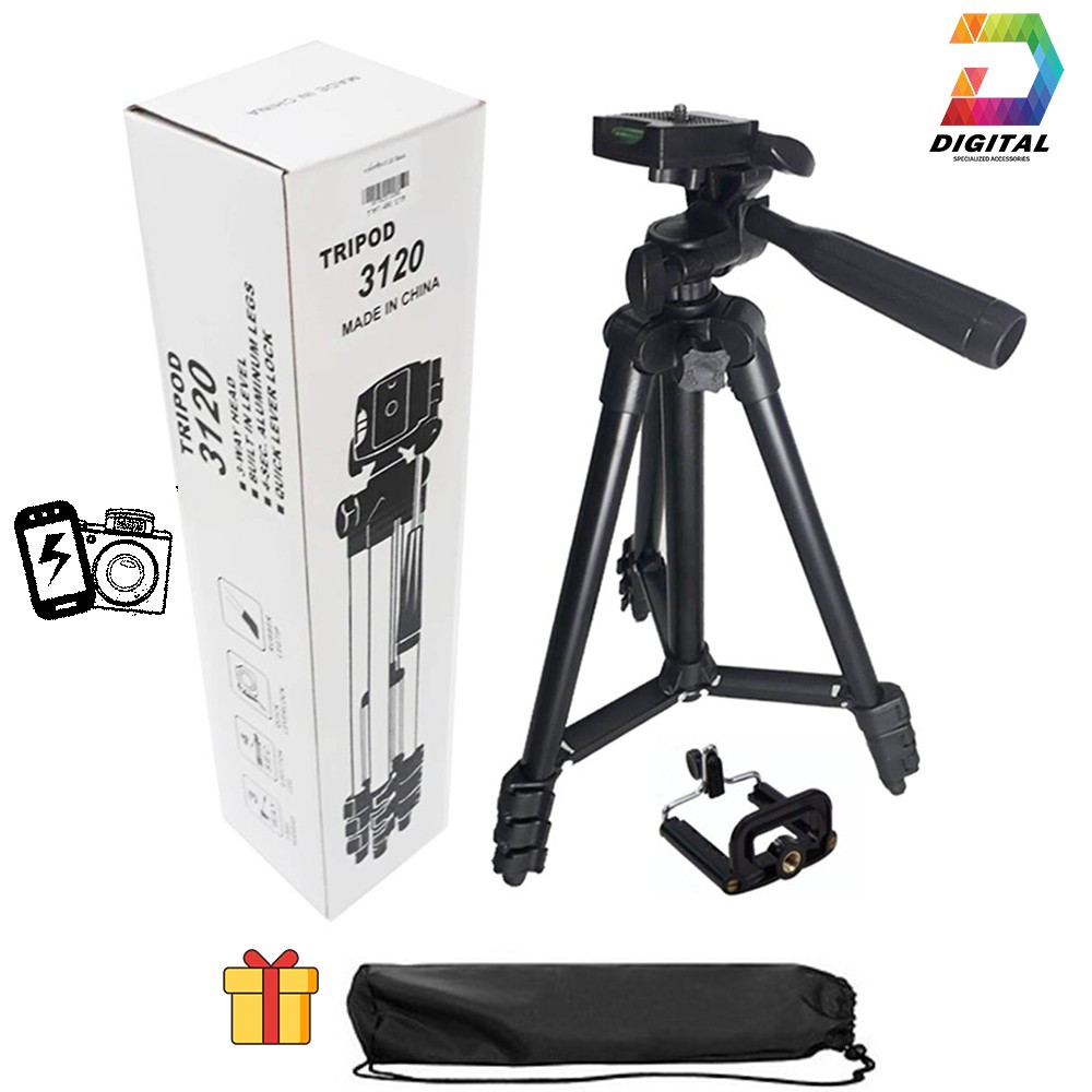 Combo Gậy Chụp Hình Tripod 3 Chân Thân Nhôm TF 3120 Cho Điện Thoại, Máy Ảnh Tặng Kèm Remote