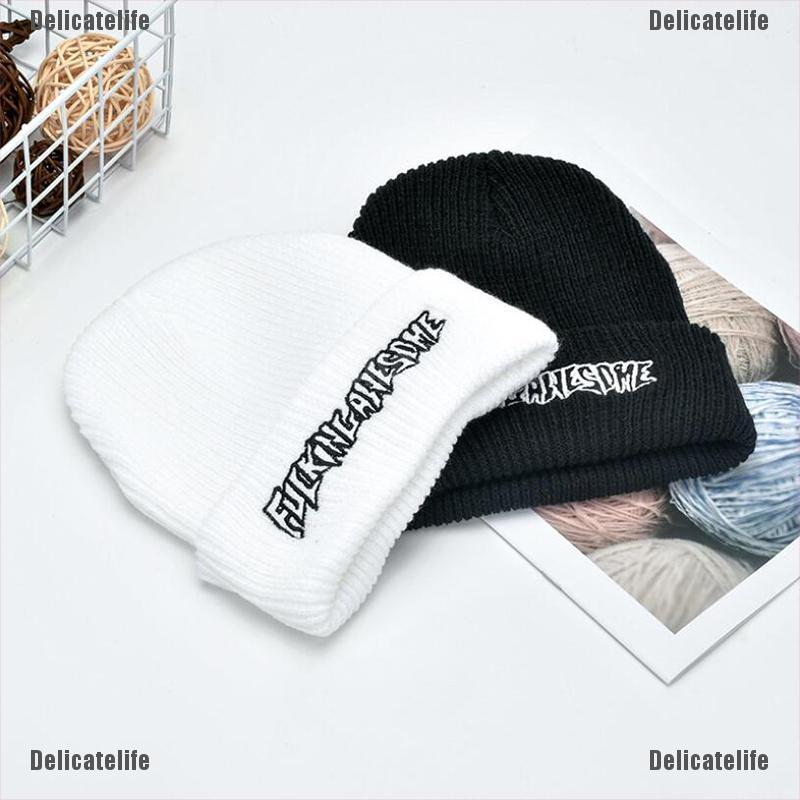 Mũ Beanie Dệt Kim Thêu Chữ Fucking Awesome Phong Cách Hip Hop Thời Trang Dạo Phố Cho Người Lớn