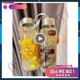 Chai Thủy Tinh Có Dây Sách Nắp Nhôm Đựng Nước Ép 300ml - 500ml