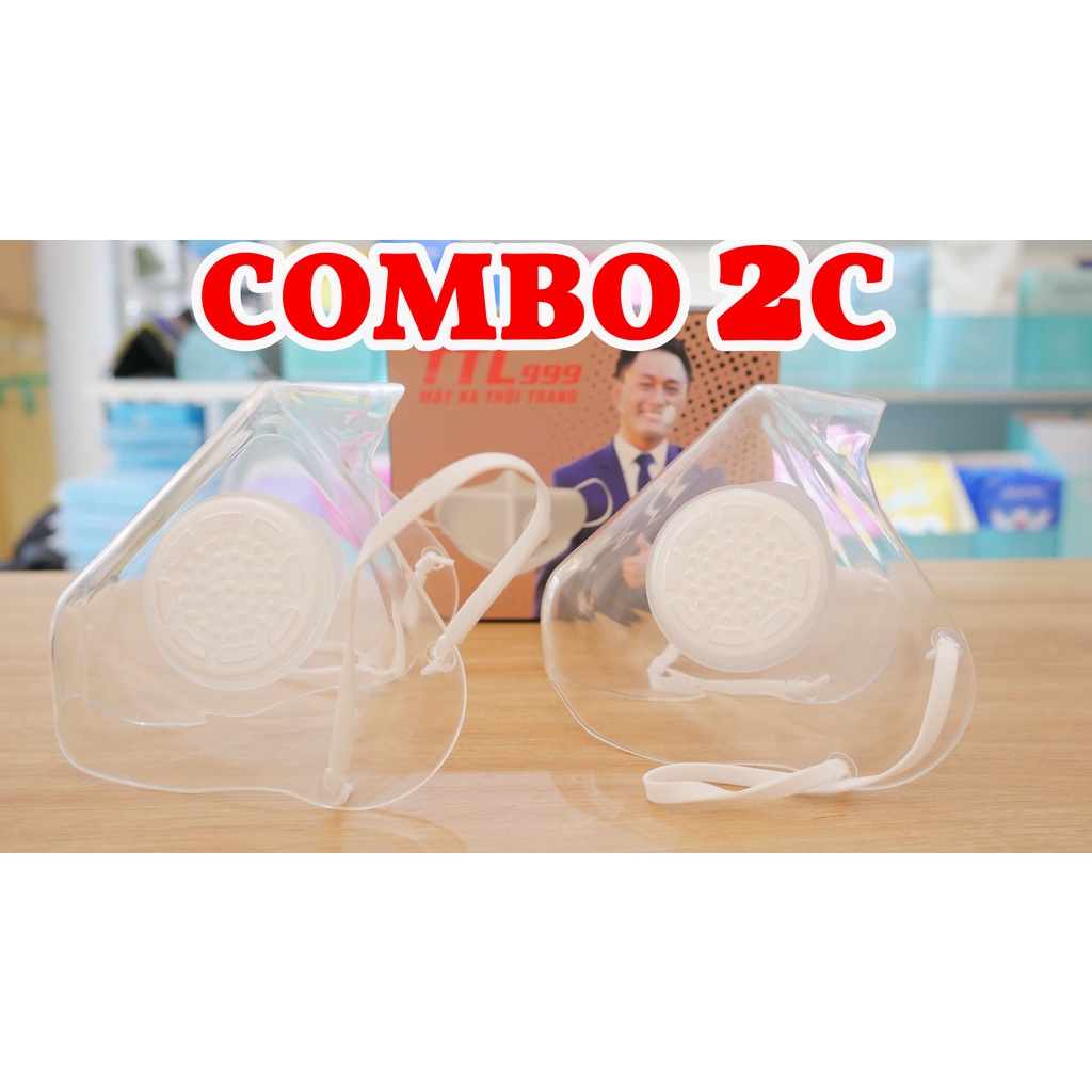 Combo 2c khẩu trang nhựa trong suốt ECHO SHIELD MẪU MỚI không logo mở khóa face ID cao cấp, ôm mặt hơn