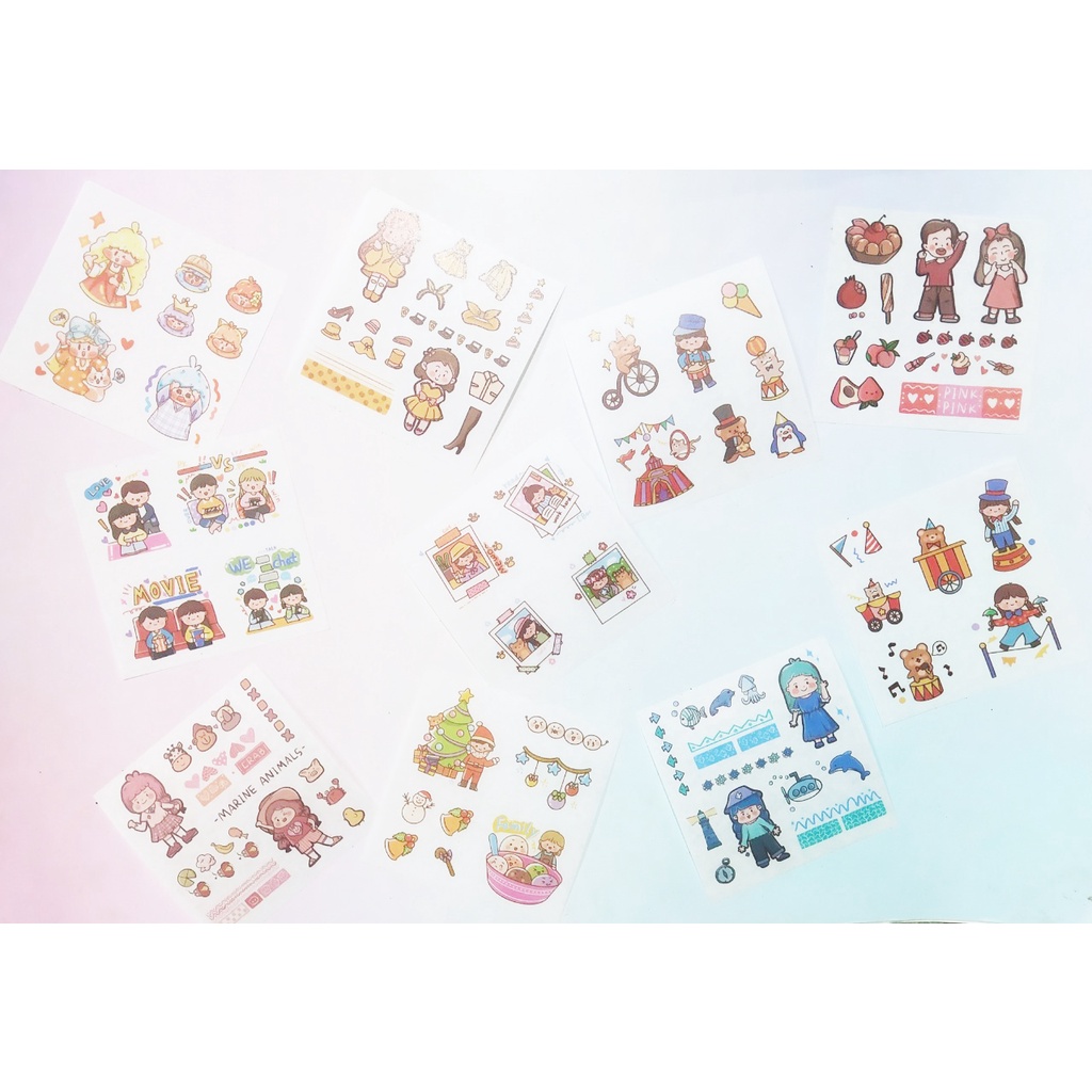 sticker thỏ gấu hoppang S32 sticker anh đào cute sticker dễ thương