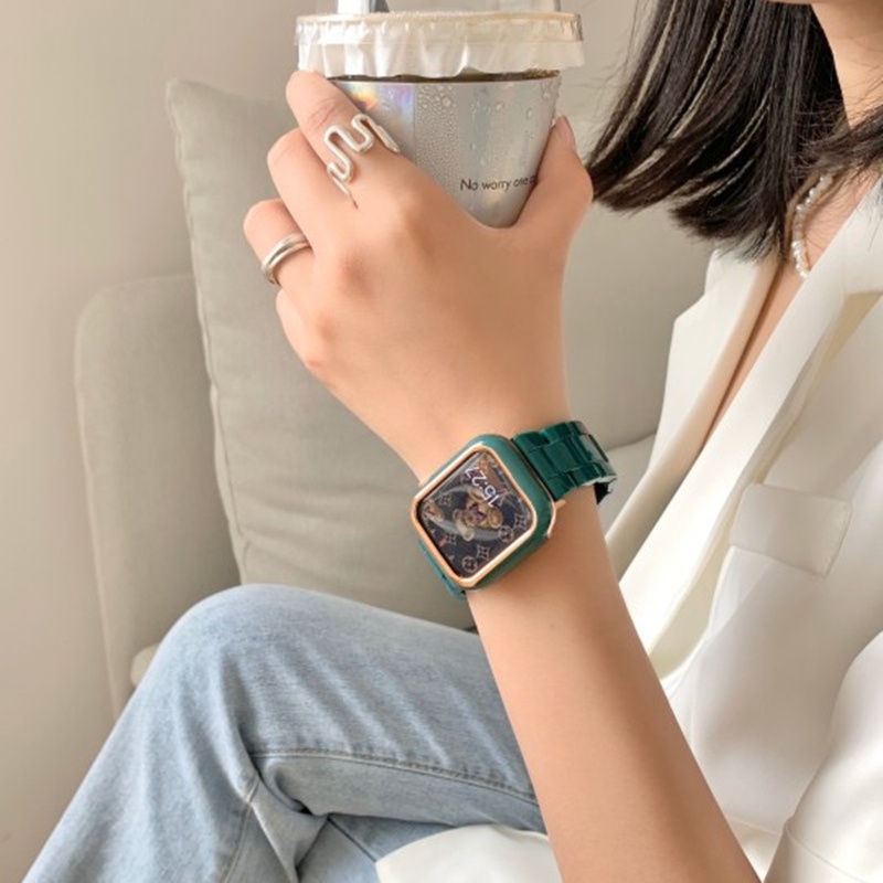 Dây Đeo Đồng Hồ Nhựa 45mm Sang Trọng Cho Smart Watch 7 6 5 4 3 2 Se iWatch 44mm 41mm 40mm