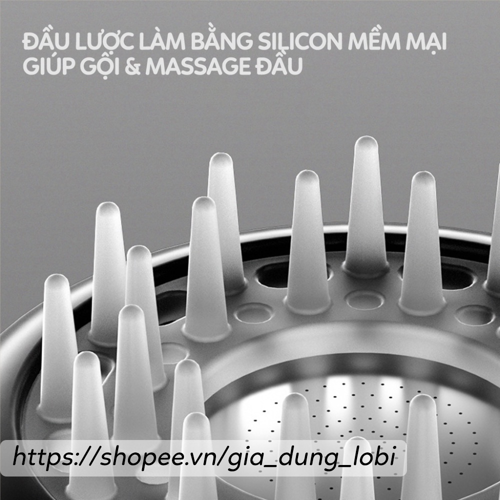 Lược gội đầu silicon massage đầu kiêm vòi sen tăng áp có nút chỉnh chế độ dong nước thông minh