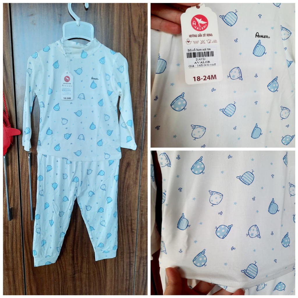 Bộ dài Avaler cổ 3cm bé trai, bé gái size 6m-4Y