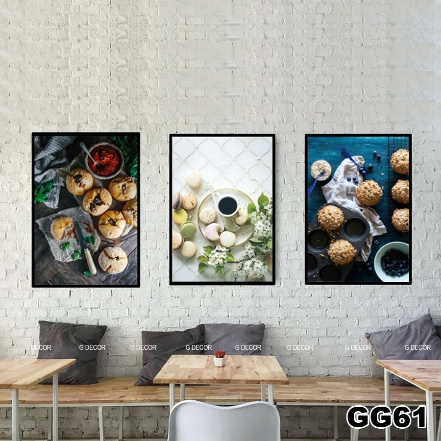 Tranh treo tường canvas khung gỗ 3 bức phong cách hiện đại Bắc Âu tranh decor trang trí phòng khách phòng ngủ bếp ăn 06