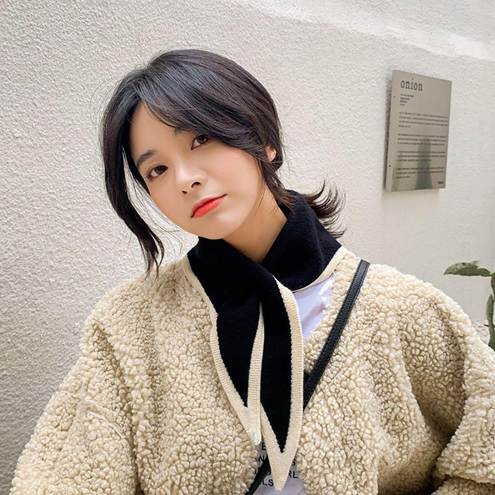 Khăn Choàng Cổ Hình Tam Giác Bằng Len Mềm Mại Màu Trơn Co Giãn Dành Cho Nữ