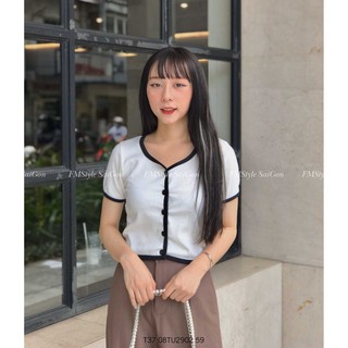Áo thun tay ngắn viền nút ulzzang thời trang nữ VM Shop 21TU04T372803