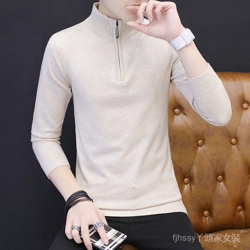 Áo Sweater Cổ Cao Phối Khóa Kéo Chất Nhung Dày Dặn Ấm Áp Cho Nam | BigBuy360 - bigbuy360.vn
