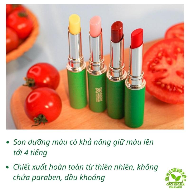 Son Dưỡng Cà Chua Hữu Cơ 3M Cocayhoala  Son Dưỡng an toàn Cỏ cây hoa lá giảm thâm làm hồng cho mẹ bầu mẹ sau sinh 1.5g