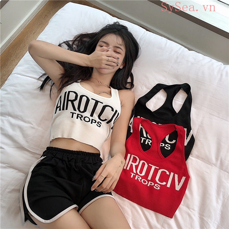 Áo Ba Lỗ Cộc Tay Dáng Ôm Hở Eo Quyến Rũ Họa Tiết Chữ Thời Trang Mùa Hè Kiểu Hàn Dành Cho Nữ Sinh