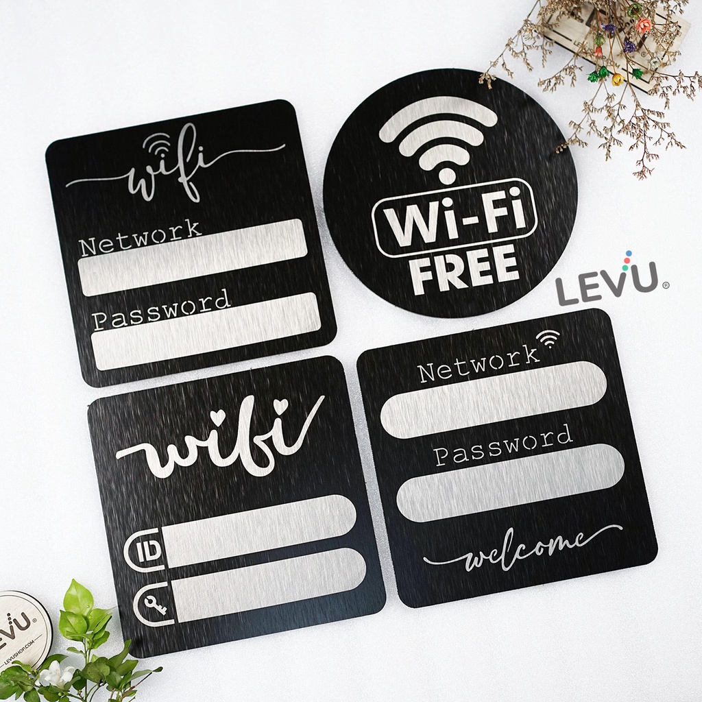 Bảng ghi password wifi bằng nhôm alu đen xước decor cao cấp