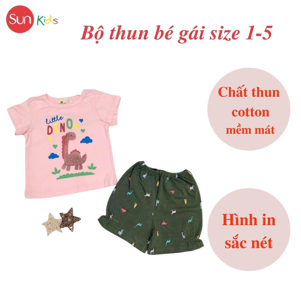 Đồ bộ thun bé gái, đồ bộ trẻ em chất cotton, có nhiều màu, size 1-5 tuổi - SUNKIDS