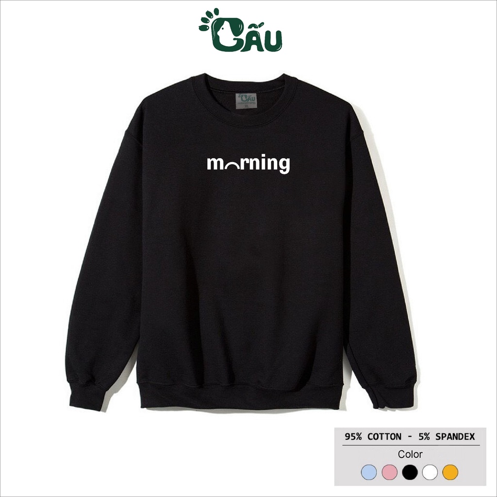 Áo sweater GẤU 194 vải thu đông co dãn, dày dặn mềm mịn form rộng phong cách Unisex - SW Morning