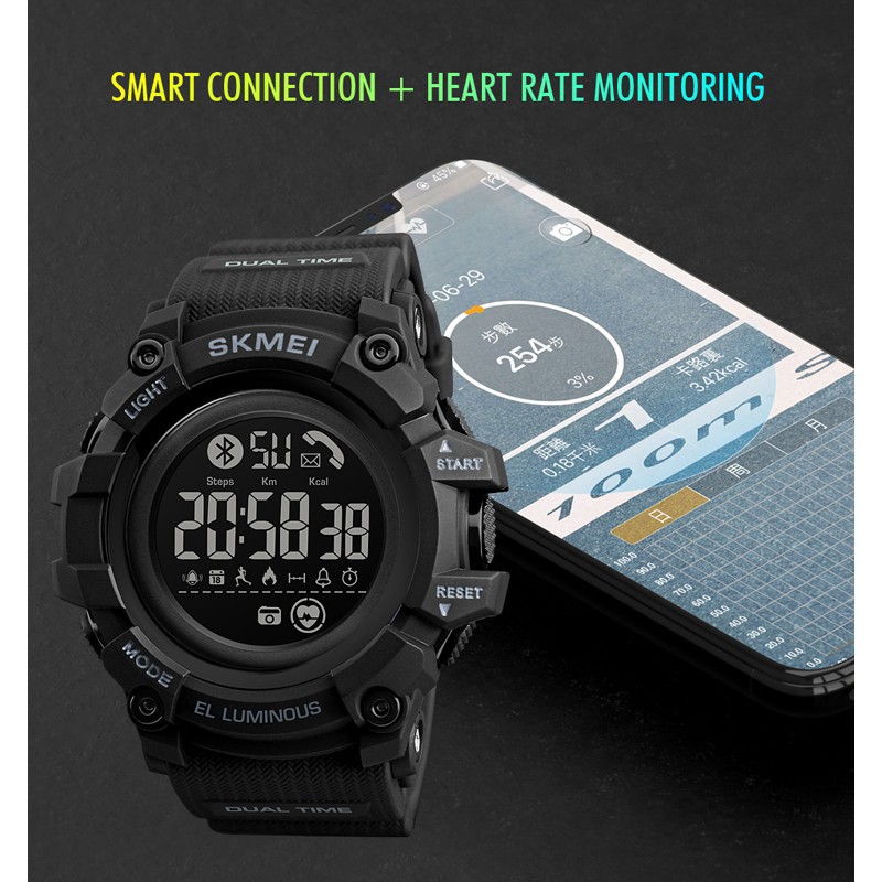 Đồng hồ điện tử SKMEI 1643 bluetooth đo nhịp tim hỗ trợ tập thể thao cho nam