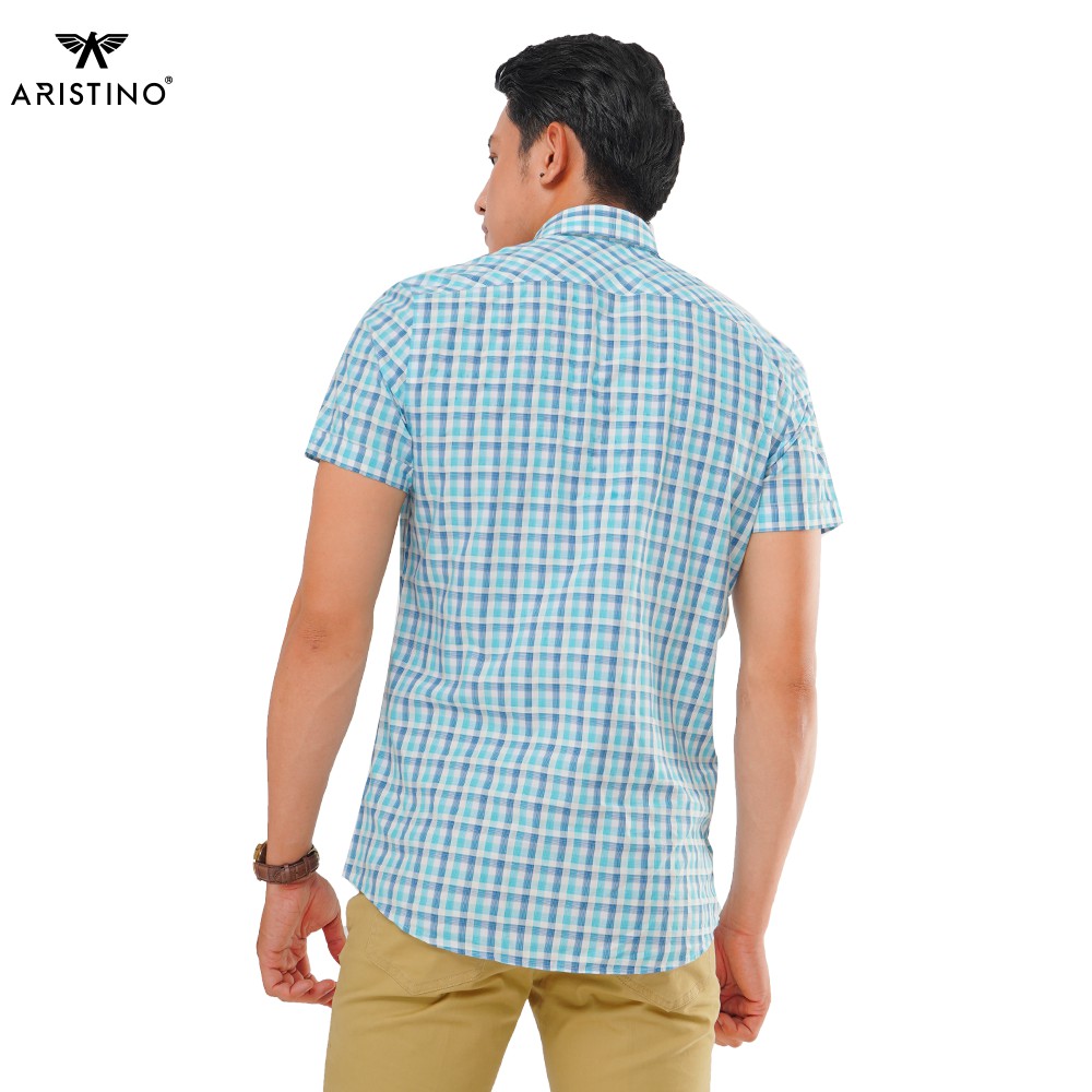Áo Sơ Mi Nam Ngắn Tay Aristino ASS049S8 Caro Xanh Trắng | BigBuy360 - bigbuy360.vn
