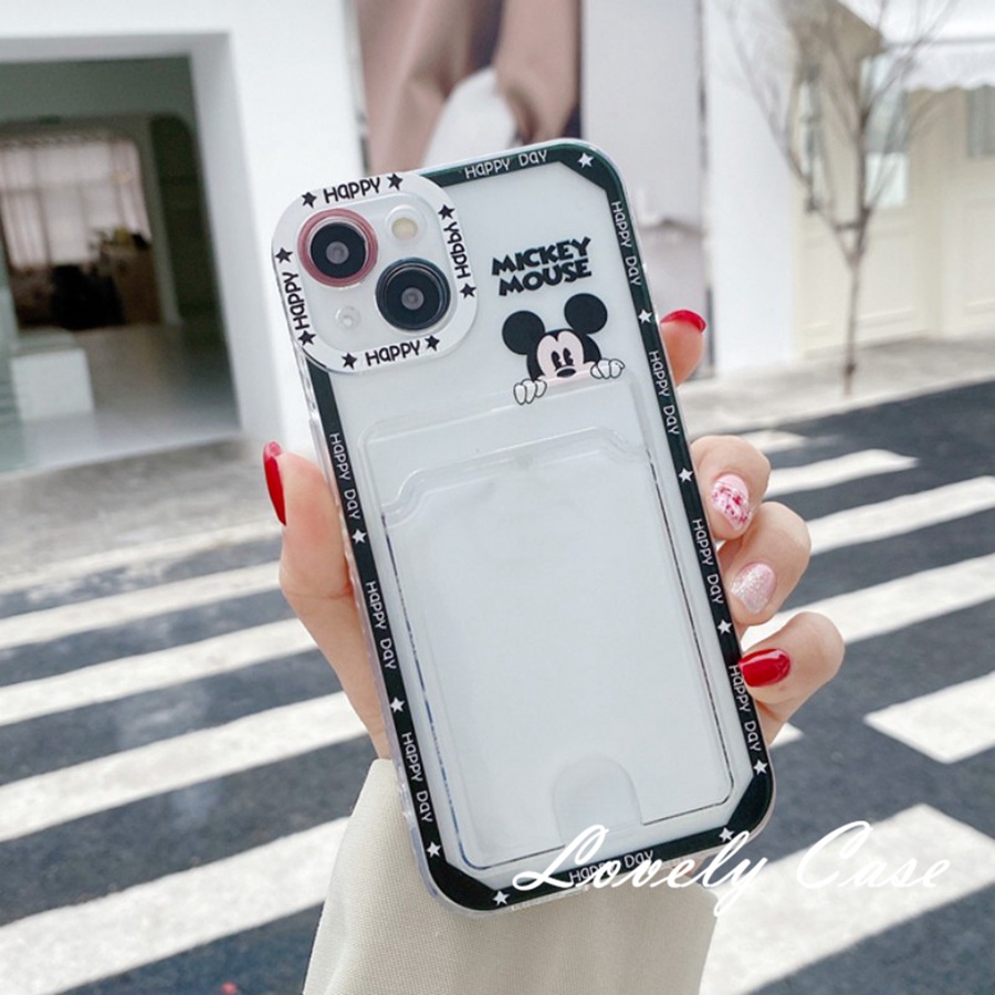 Ốp Điện Thoại Mềm Trong Suốt Có Ngăn Đựng Thẻ Cho IPhone 14 13 12 11 Pro Max X XR Xs Max 8 7 Plus SE 2020 6 6s