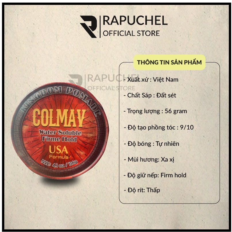 Sáp vuốt tóc nam Colmav Kingdom Pomade Red giữ nếp cao cấp hương nước hoa Rapuchel Store KDR01